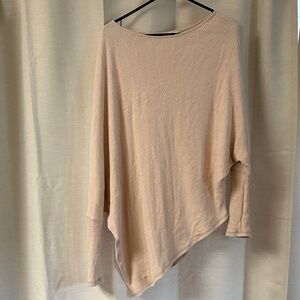 Easel blush colored Long Sleeve Top, asymmetrical hem